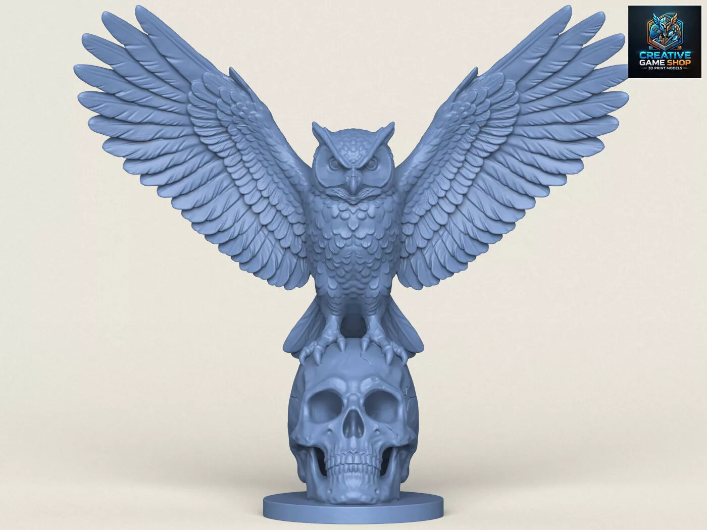 Owl On Skull Sculpture 3D print model