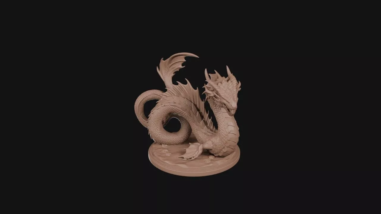 Coiled Serpent Dragon 3D print model