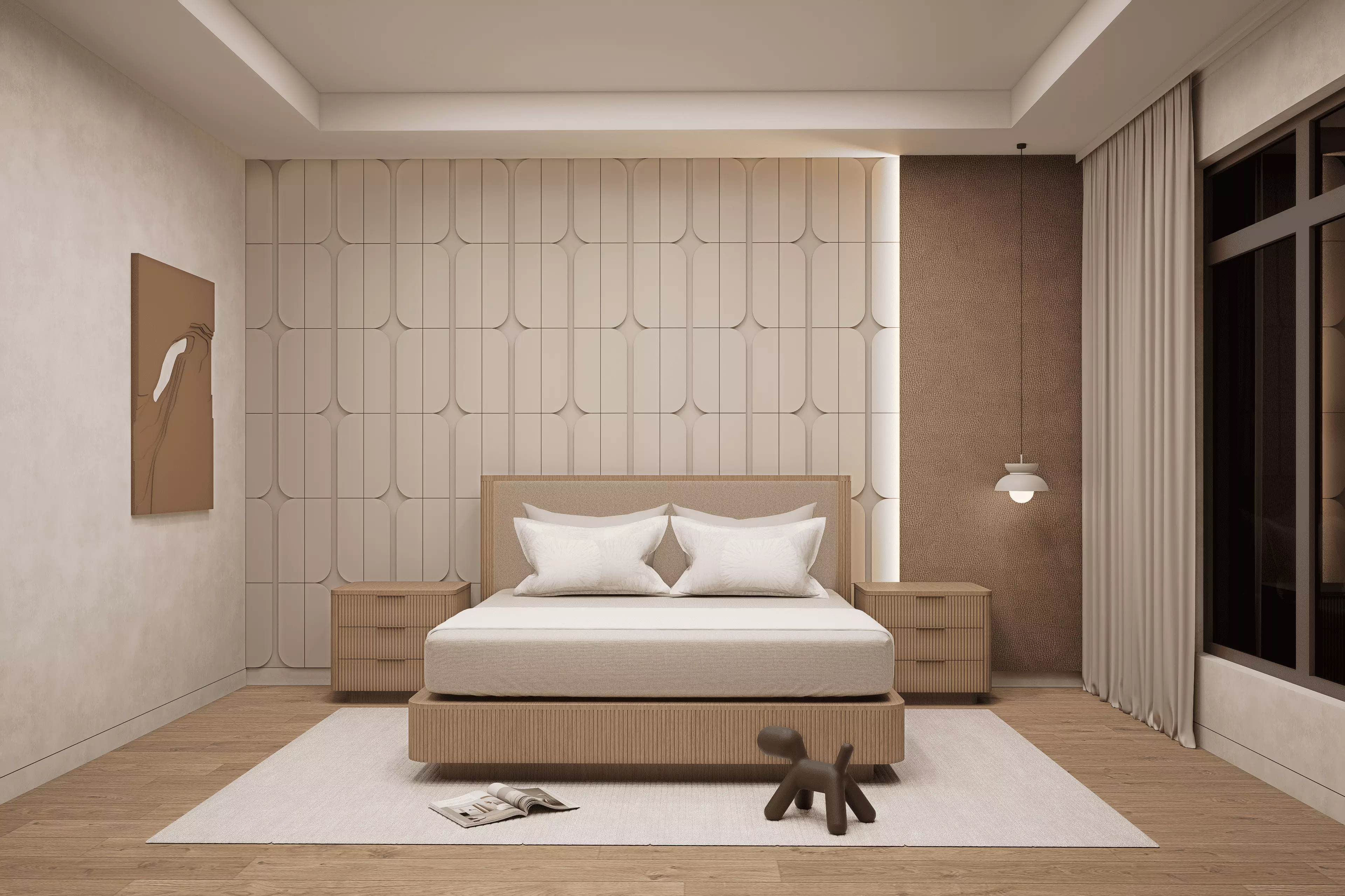 Modern Minimalist Luxury Bedroom Scene 3D Model 3D model