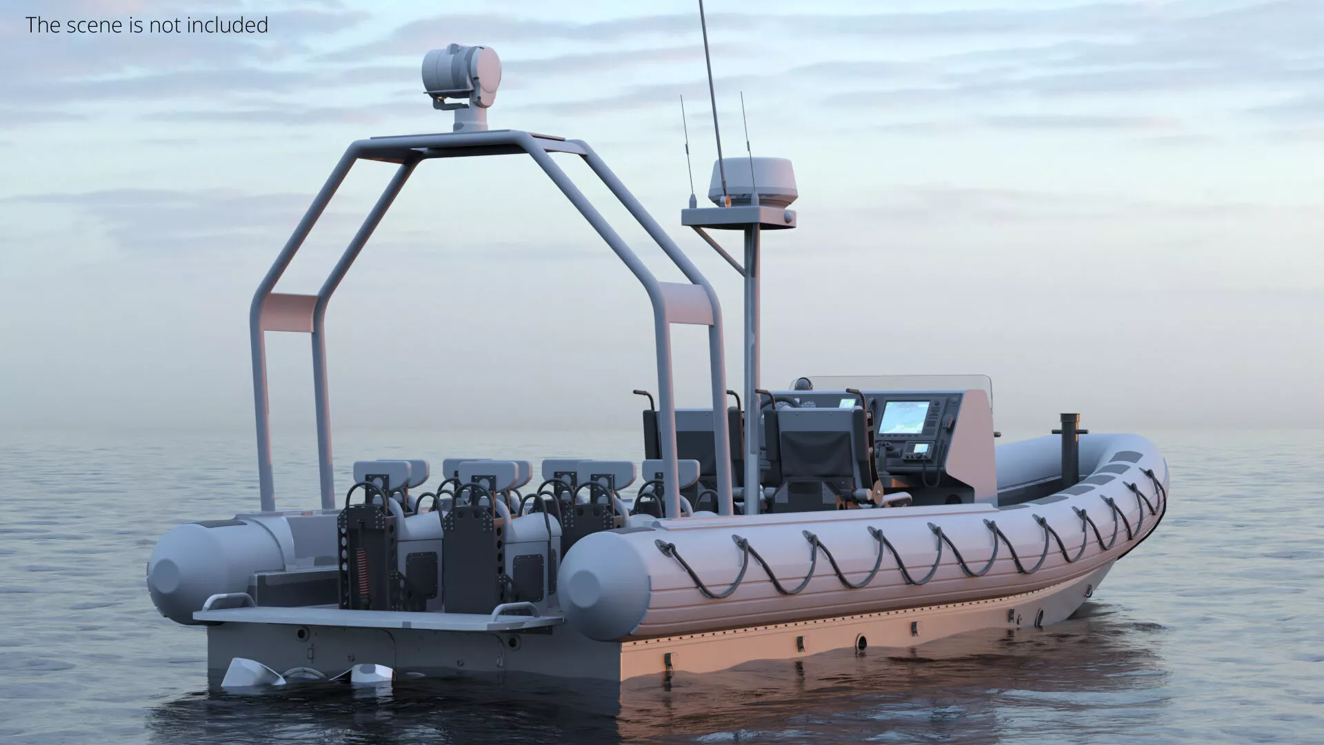 Marine Security Boat Light Gray Rigged for Cinema 4D 3D model