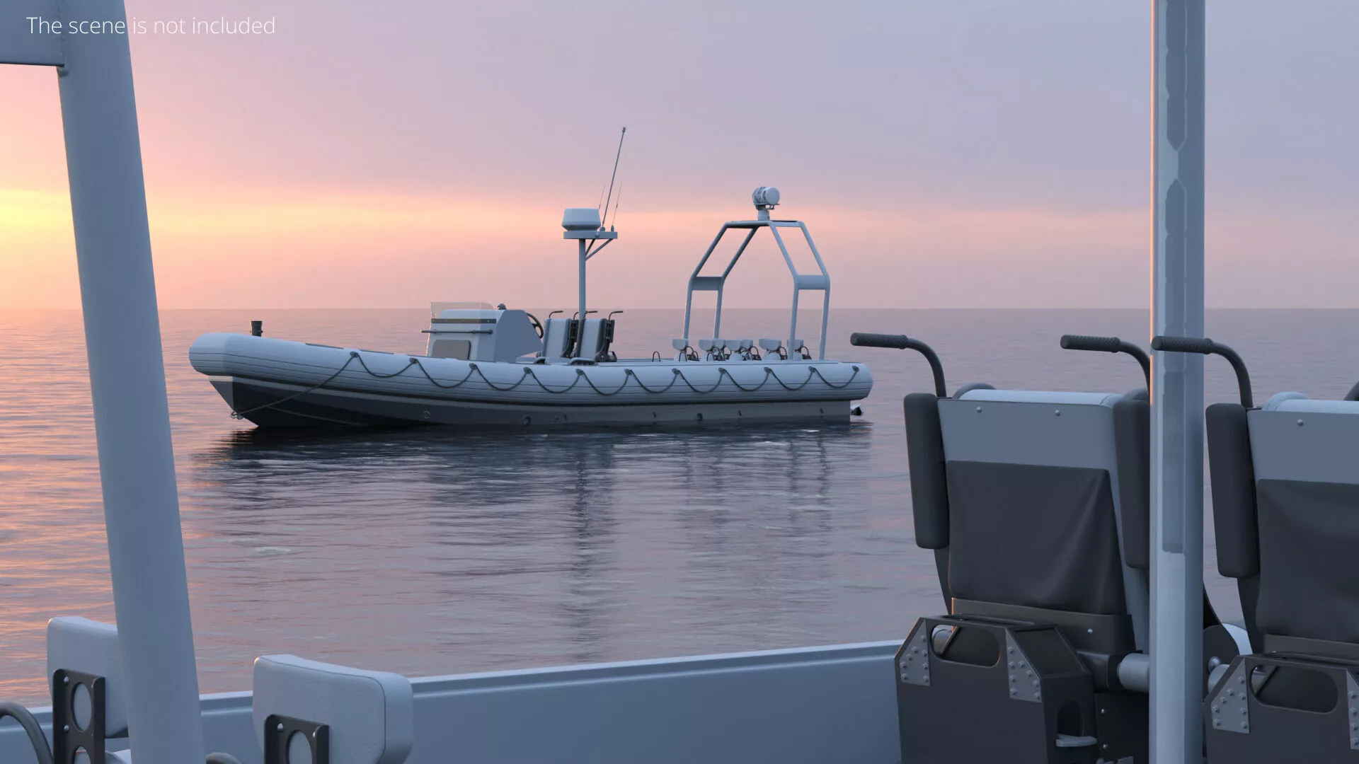 Marine Security Boat Light Gray Rigged for Maya 3D model
