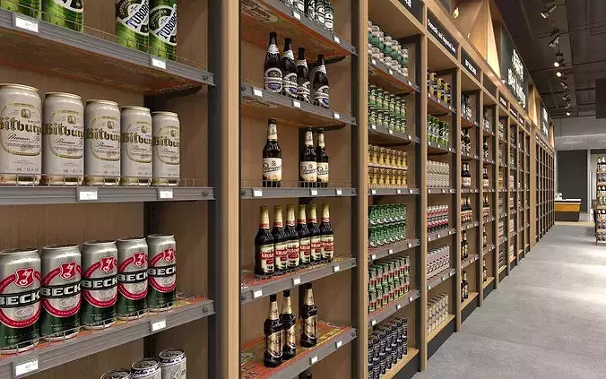 Supermarket Interior Scene 3D model 6