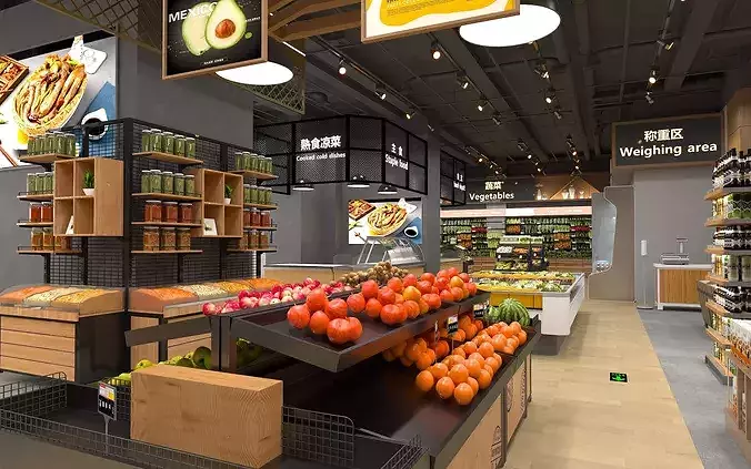 Supermarket Interior Scene 3D model 5