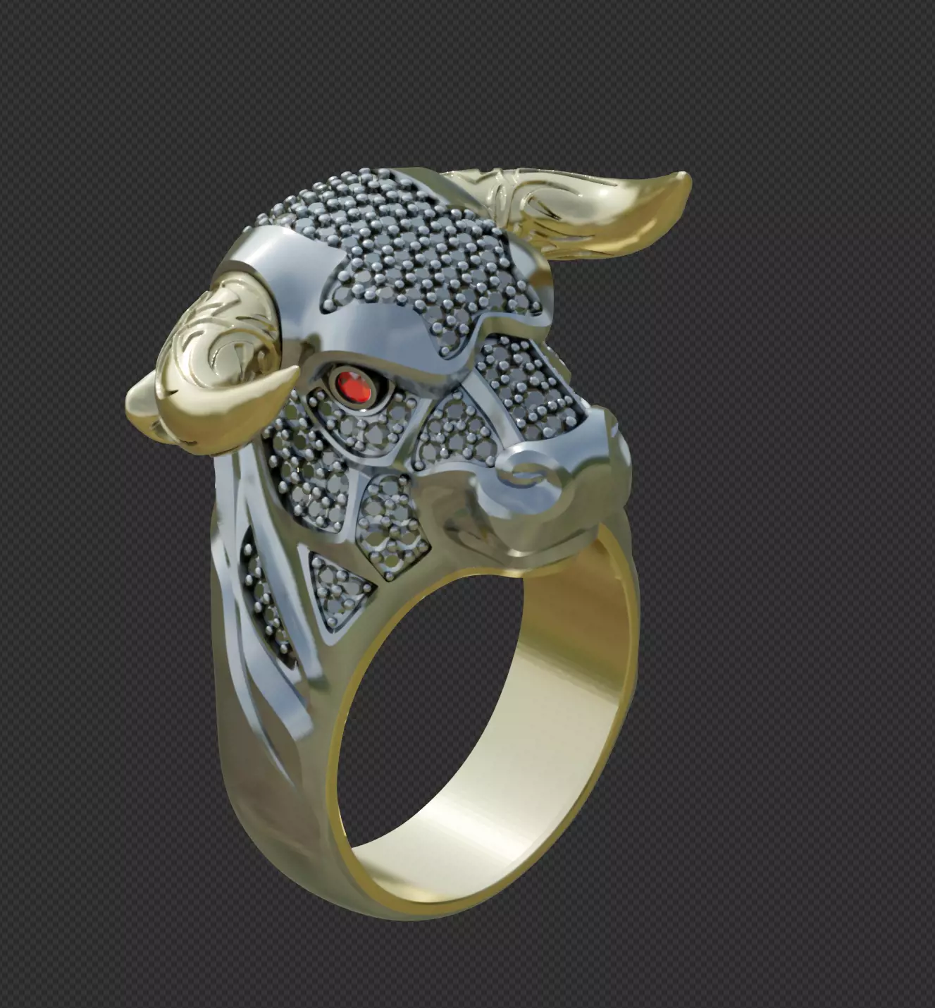 Angry Bull Head Ring AT 3D printed file 3D print model