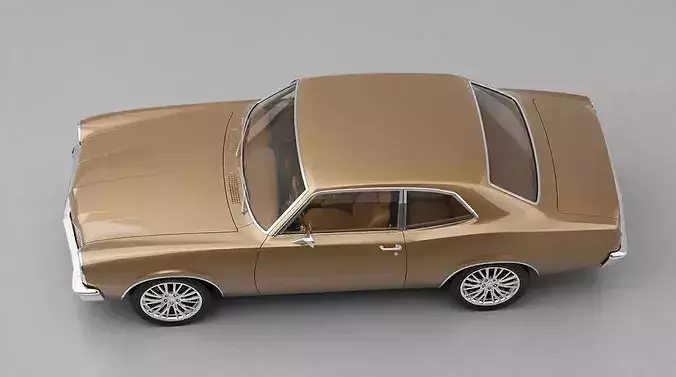 Vintage Bronze Gold Classic American Coupe 3D model 7
