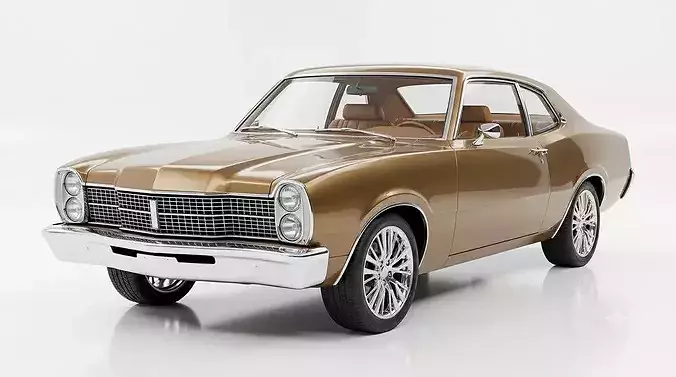Vintage Bronze Gold Classic American Coupe 3D model 2