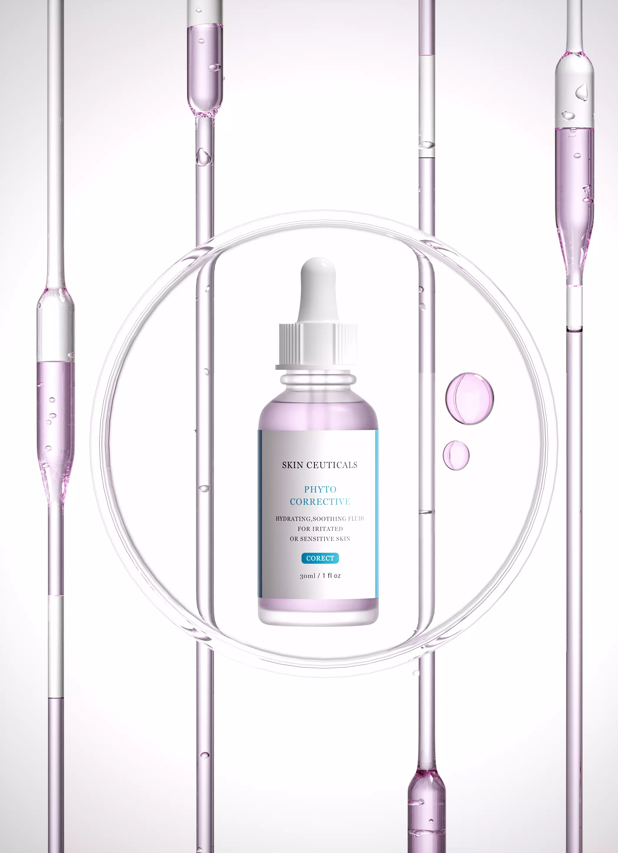 SkinCeuticals Phyto Corrective Serum Glass Lab Tubing Vertical 3D model