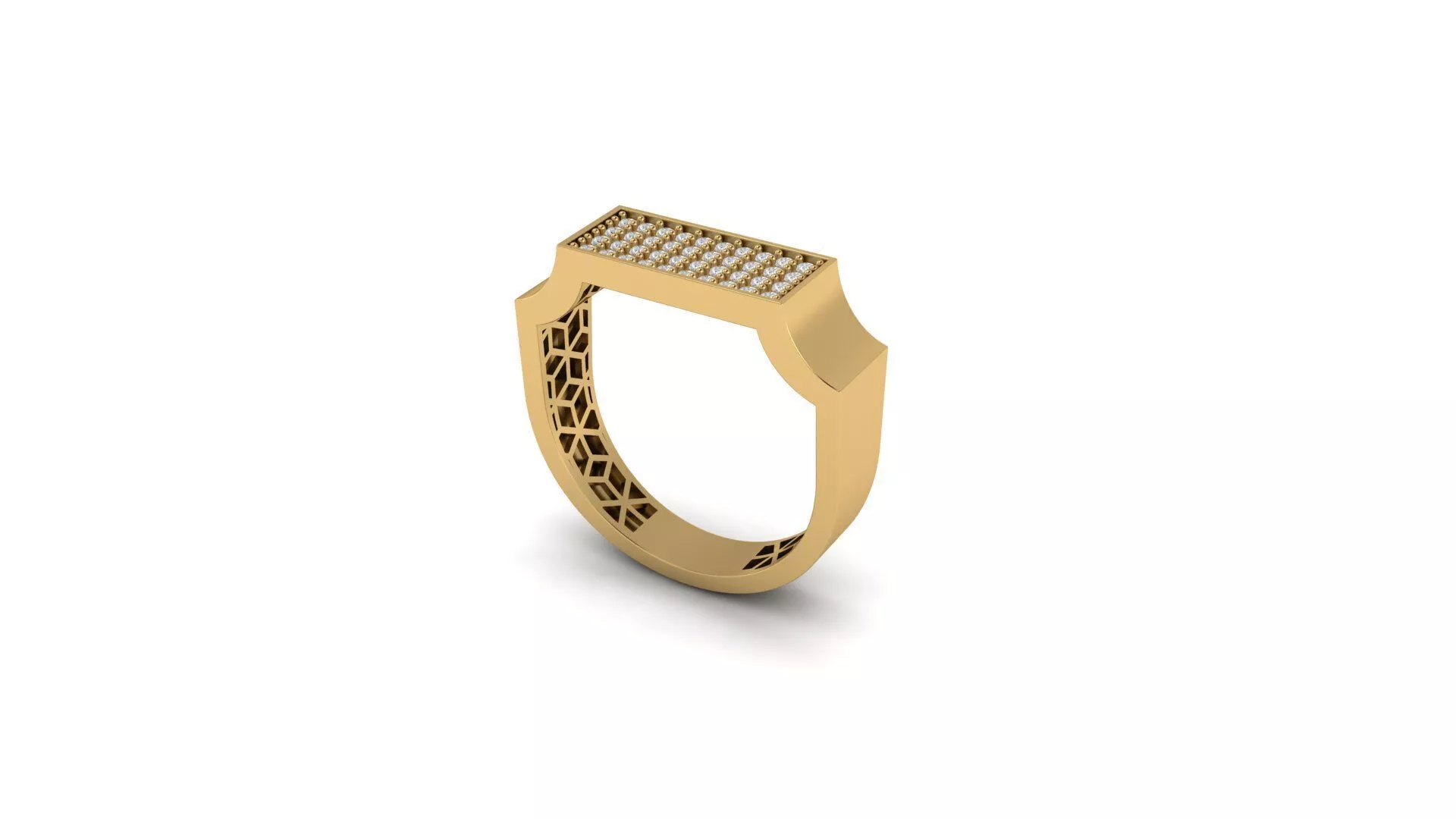 Modern Rectangular Pave Signet Ring Free 3D print model
