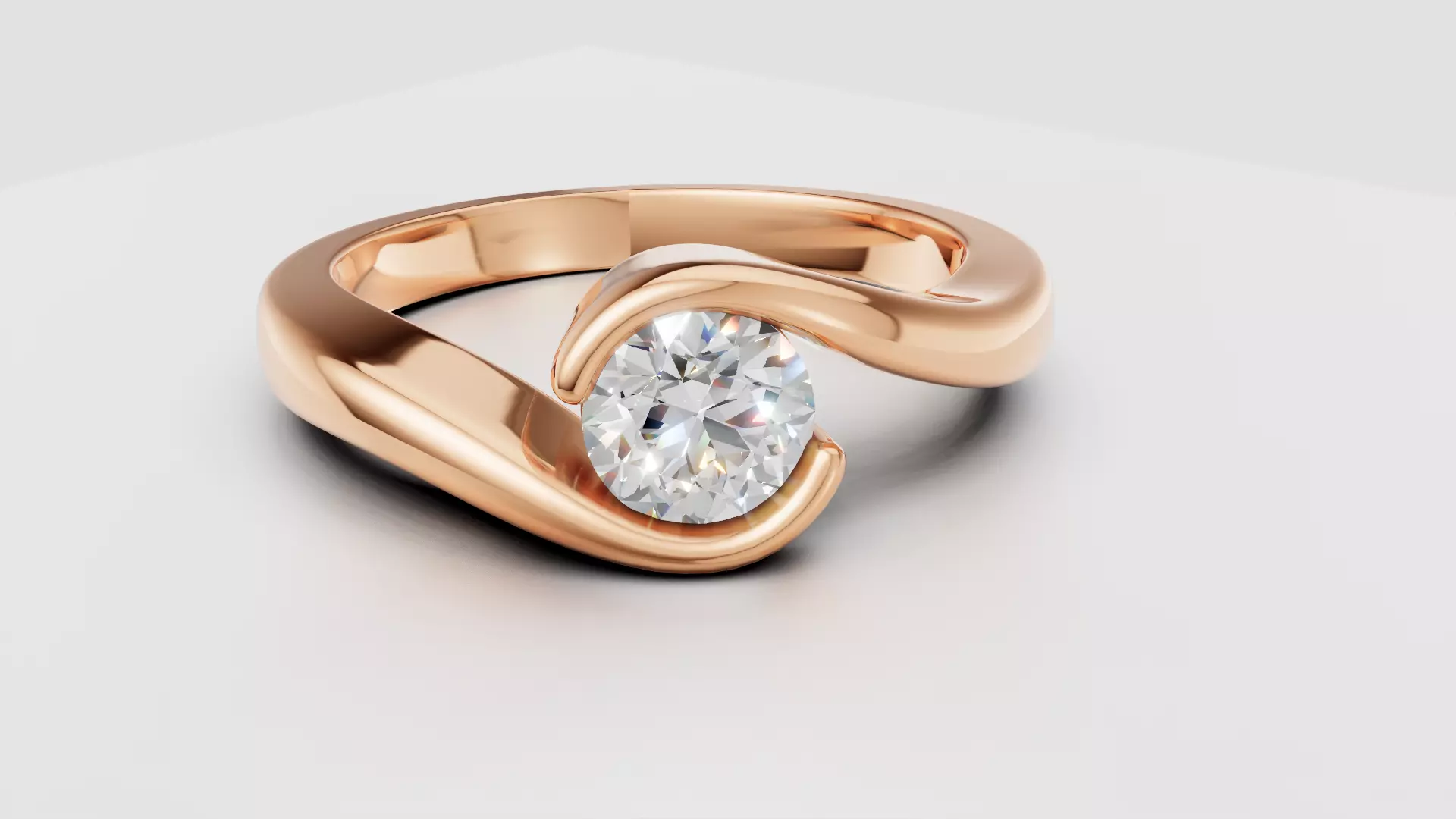 ByPass Solitaire Engagement Ring STL 3D Printable Free 3D print model