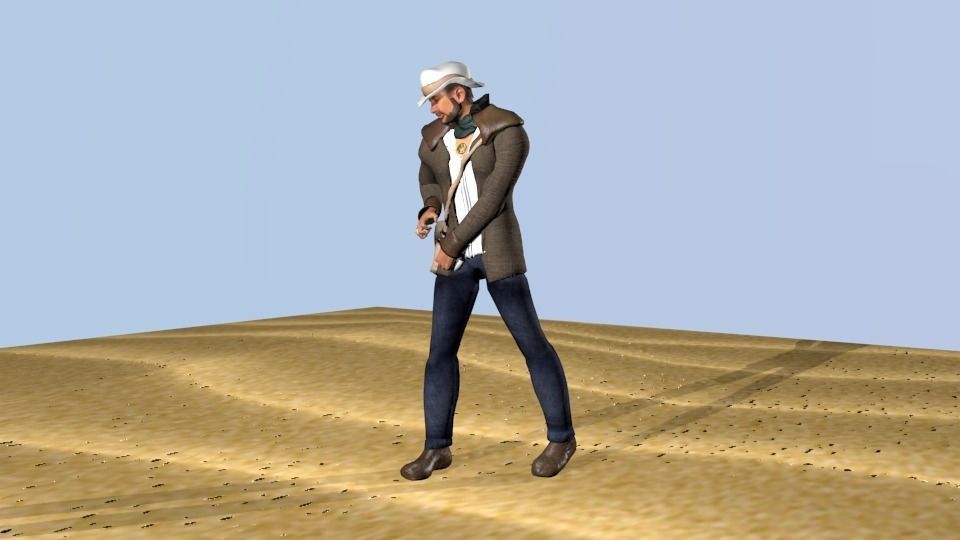 Rigged character 98 game animations Low-poly 3D model_8