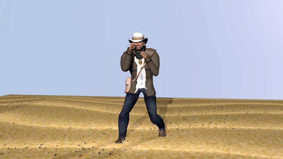 Rigged character 98 game animations Low-poly 3D model_10