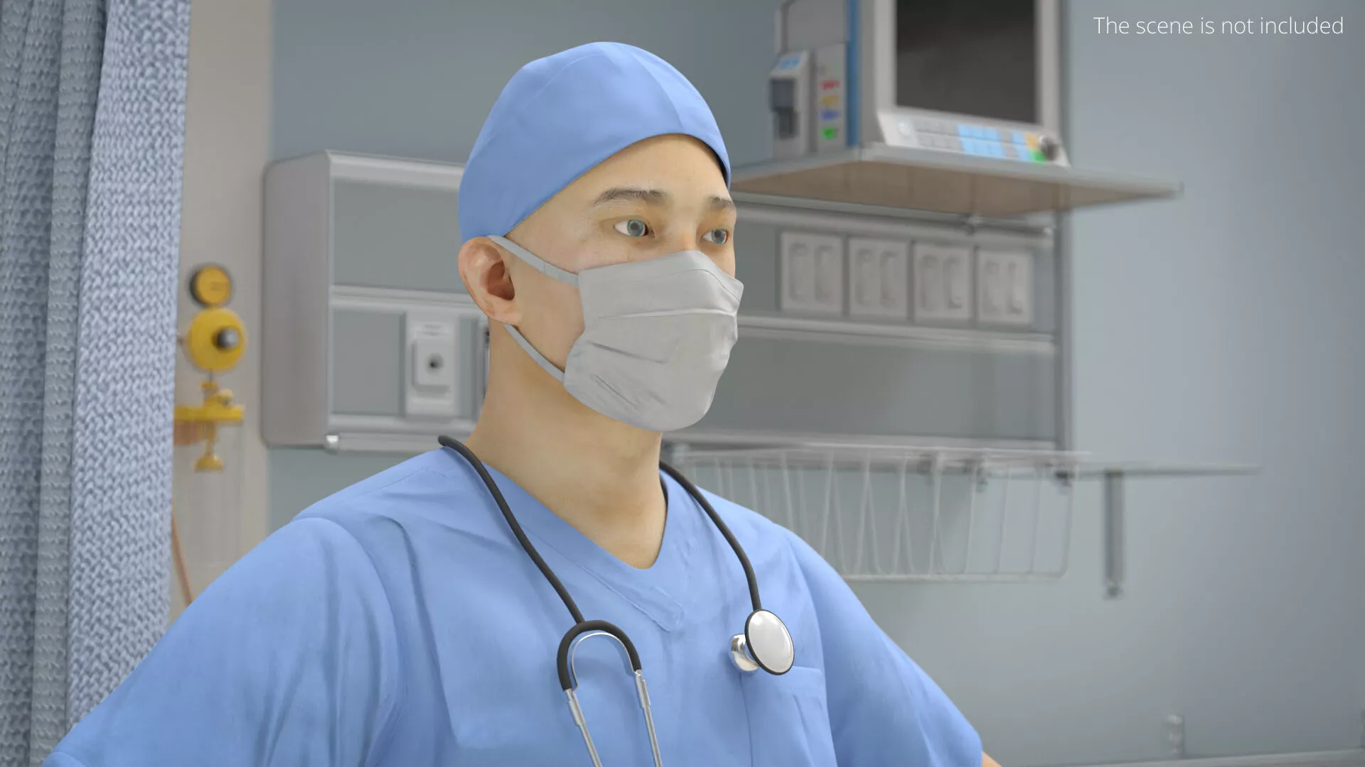 Operating Room Doctor T Pose Blue Rigged for Maya 3D model