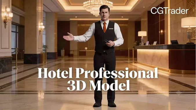 Male Hotel Professional Character Concierge Game Ready