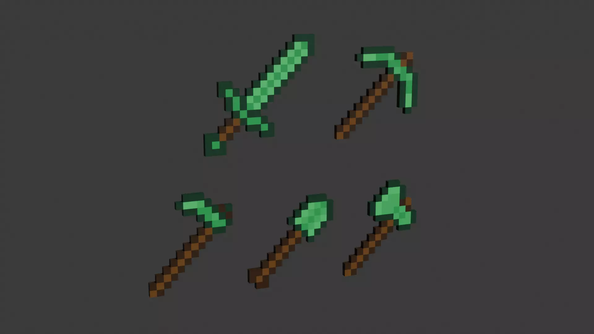 Voxel Medieval Tool Set Low Poly Free low-poly 3D model