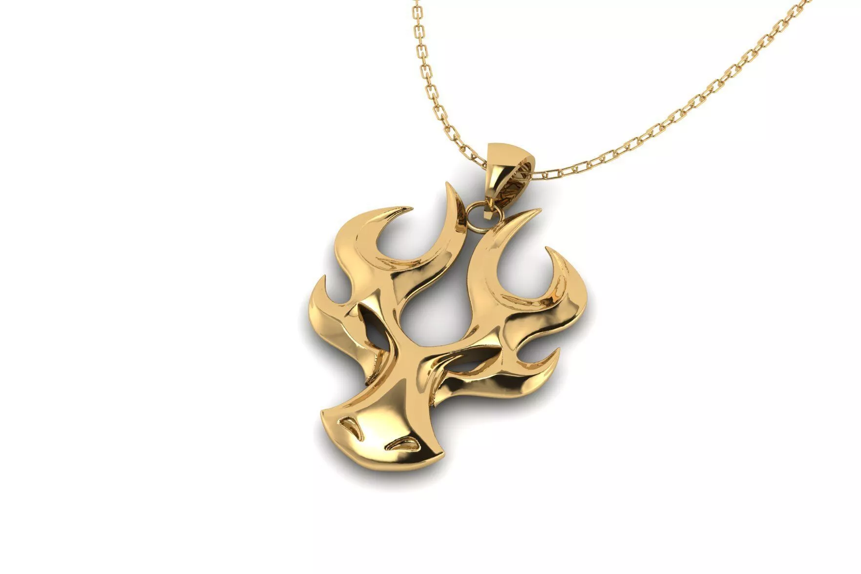 Abstract Flame and Tribal Antler Pendant 091 3D print model