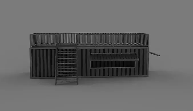 shipping container cafe  3D model 3