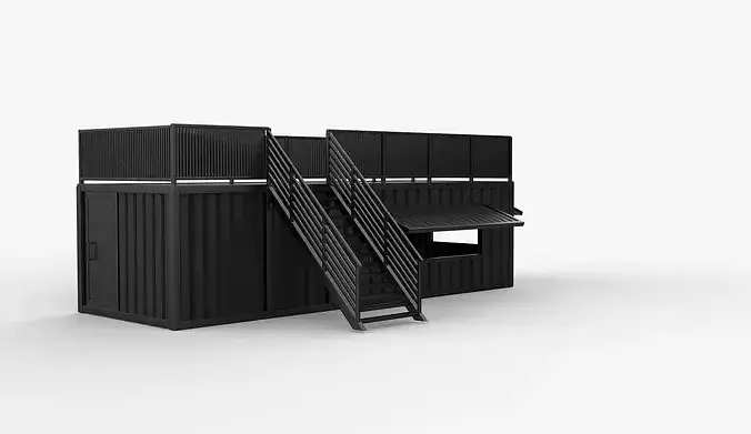 shipping container cafe 3D model