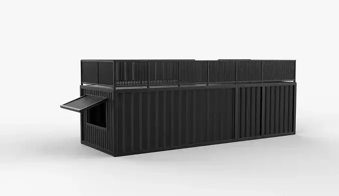 shipping container cafe  3D model 5