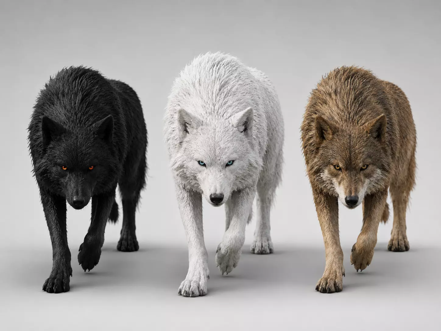Wolf rigged animated Low-poly 3D model