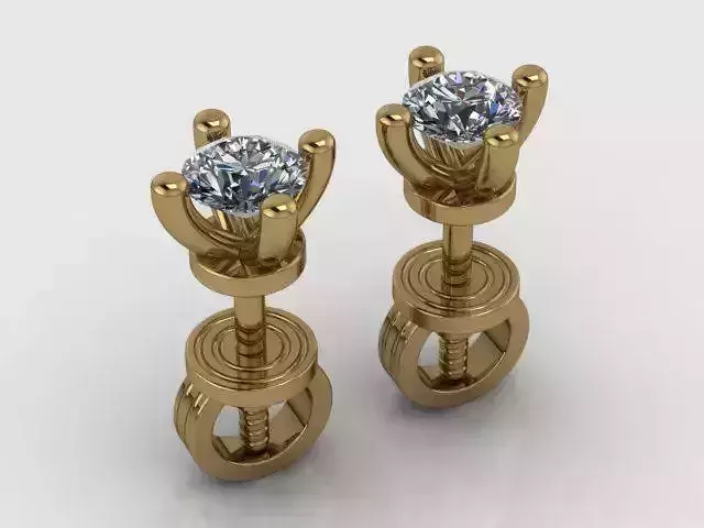 Earrings pair of gold stud with diamonds