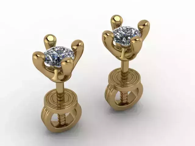 Earrings pair of gold stud with diamonds