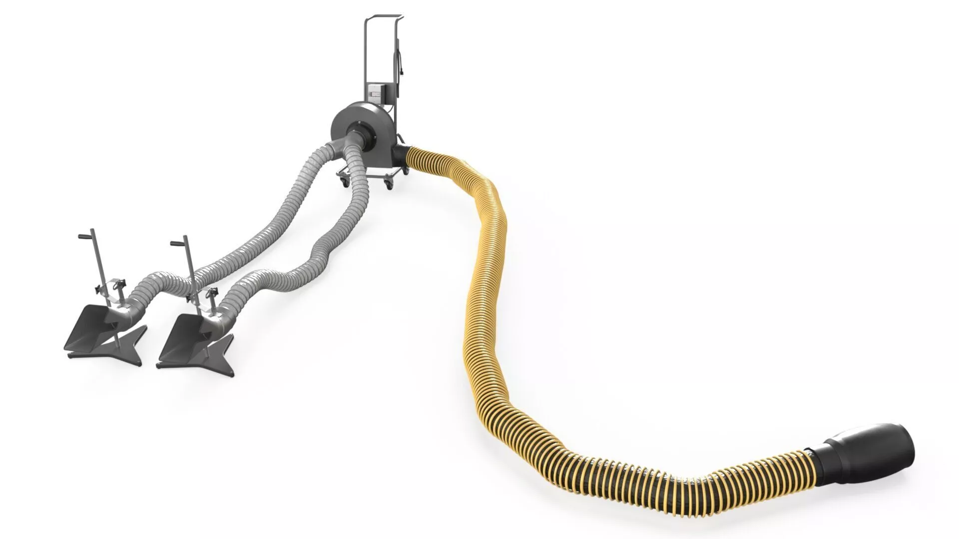 Adjustable Car Exhaust Suction Hose Yellow Rigged 3D model