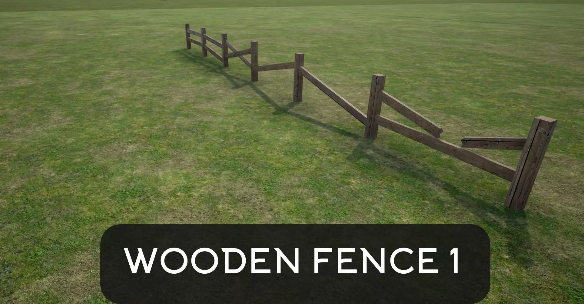 Modular wooden fence Low-poly 3D model_0