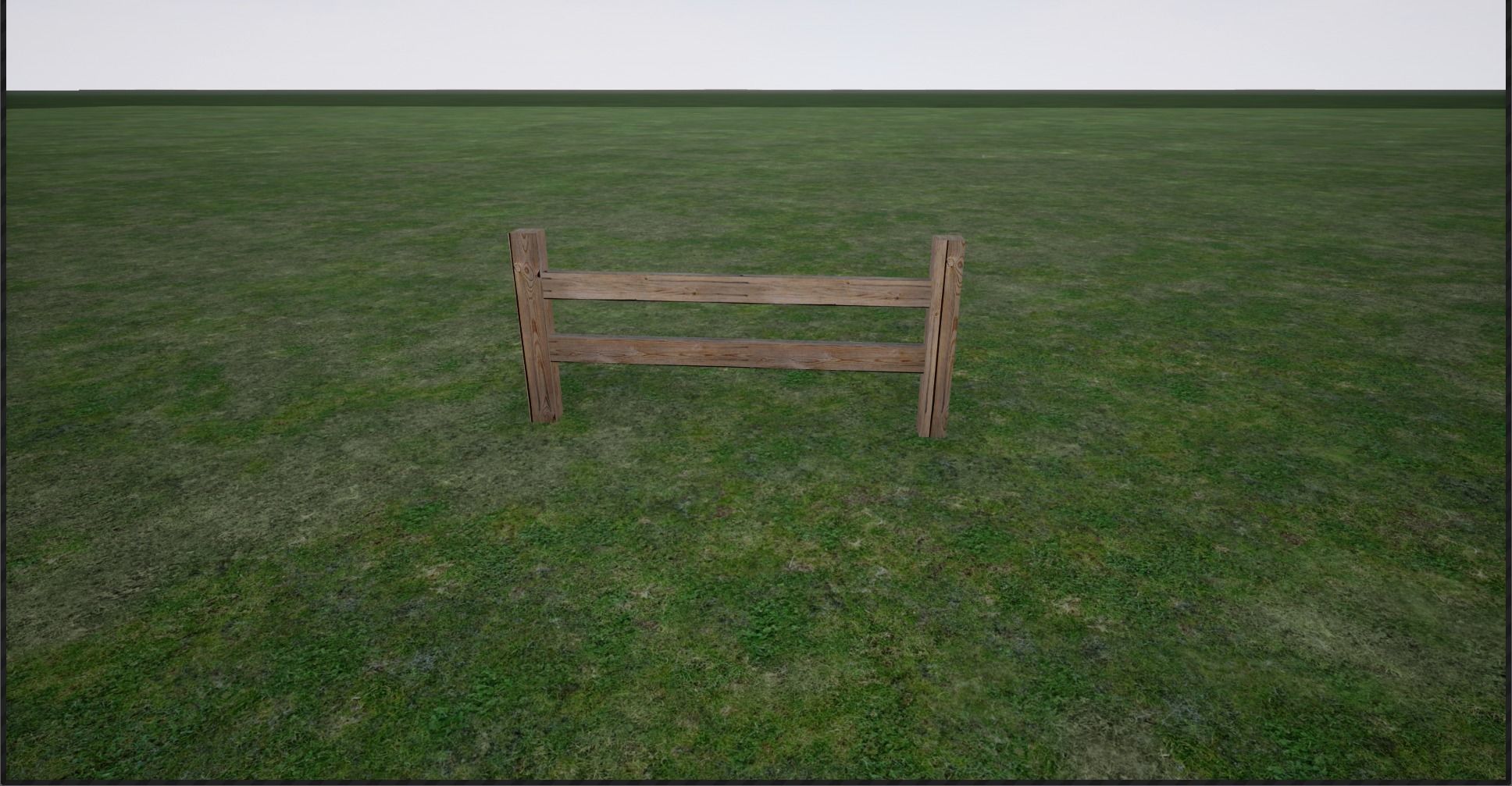 Modular wooden fence Low-poly 3D model_3