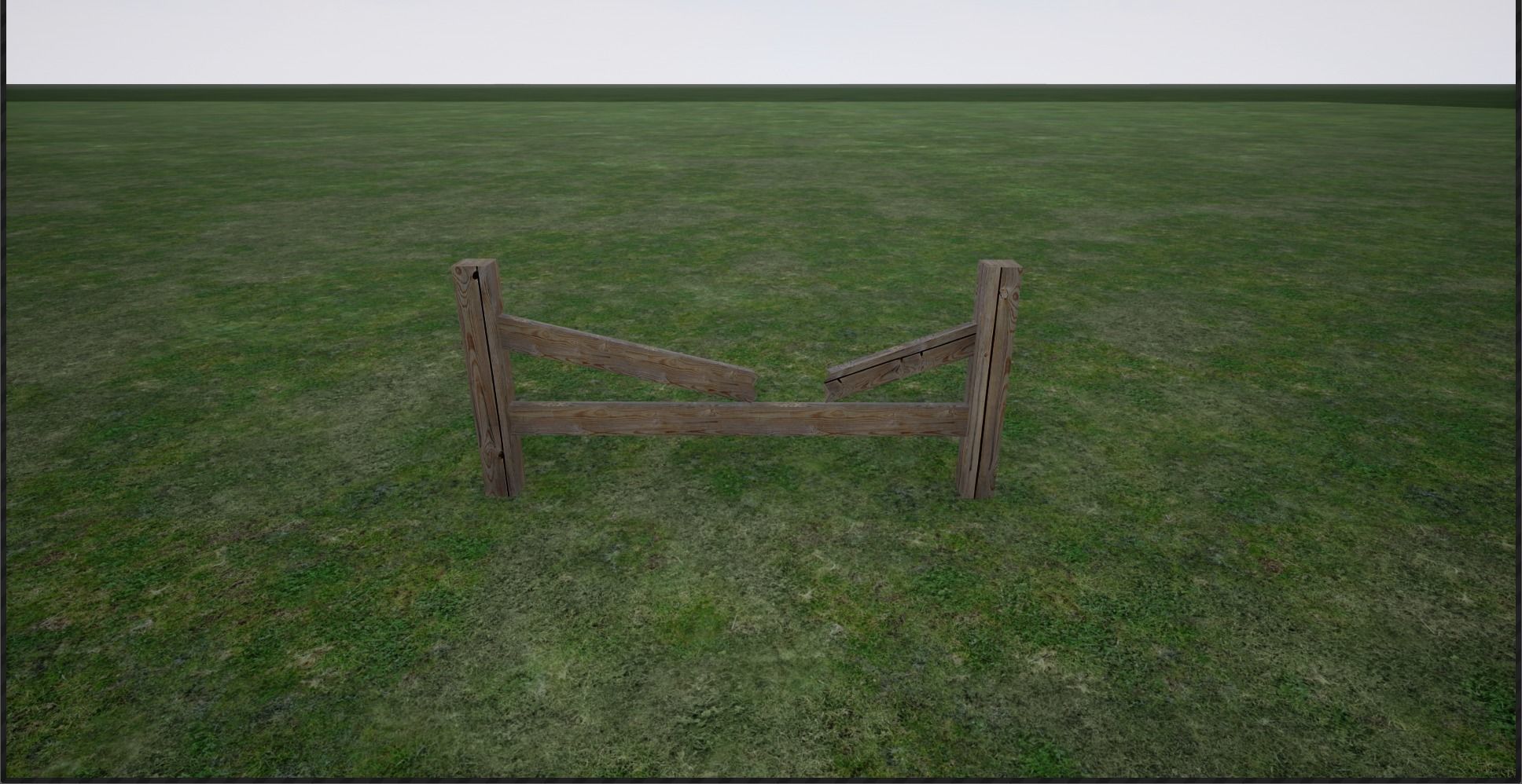 Modular wooden fence Low-poly 3D model_8