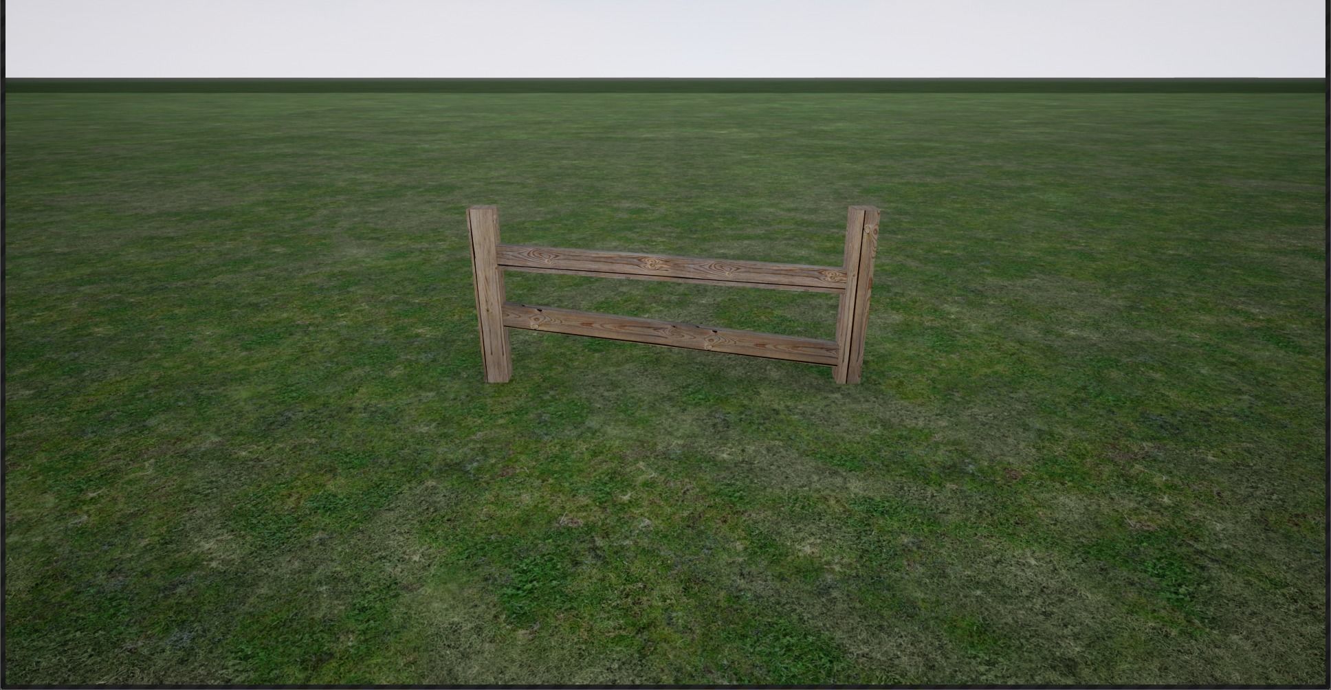 Modular wooden fence Low-poly 3D model_4