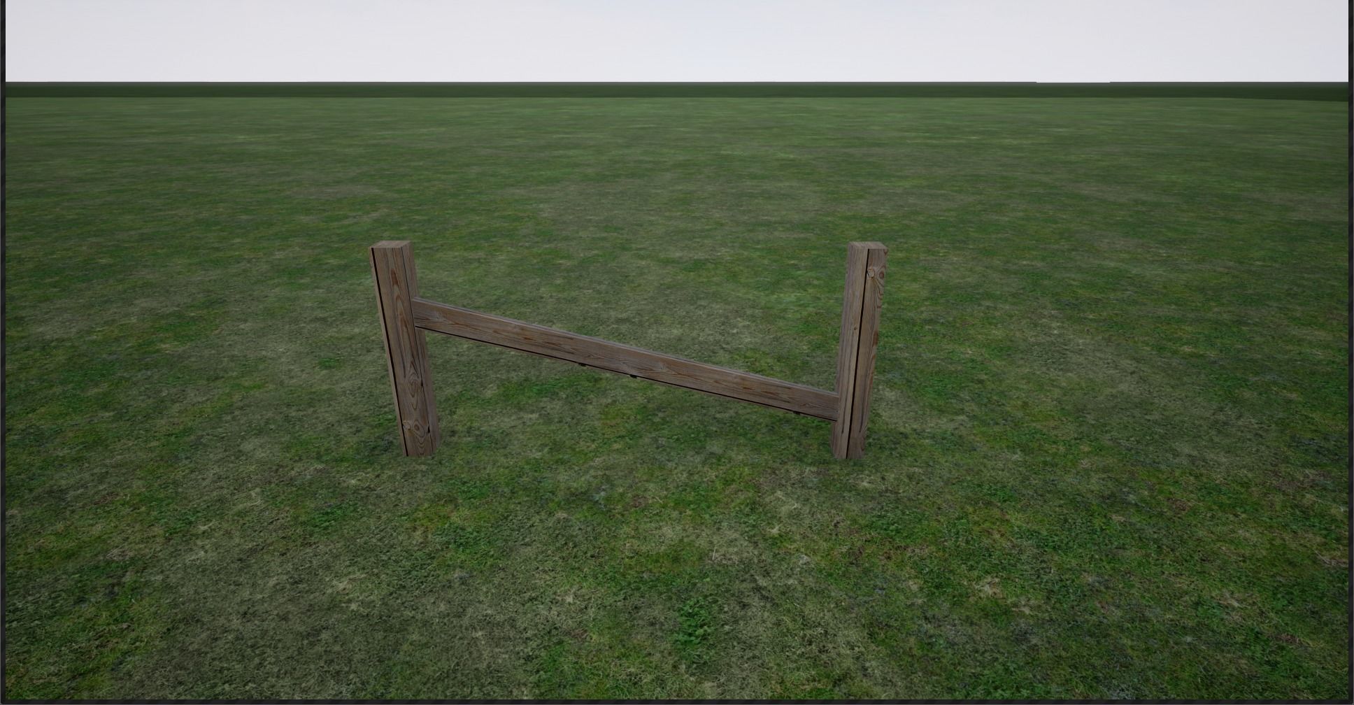 Modular wooden fence Low-poly 3D model_7