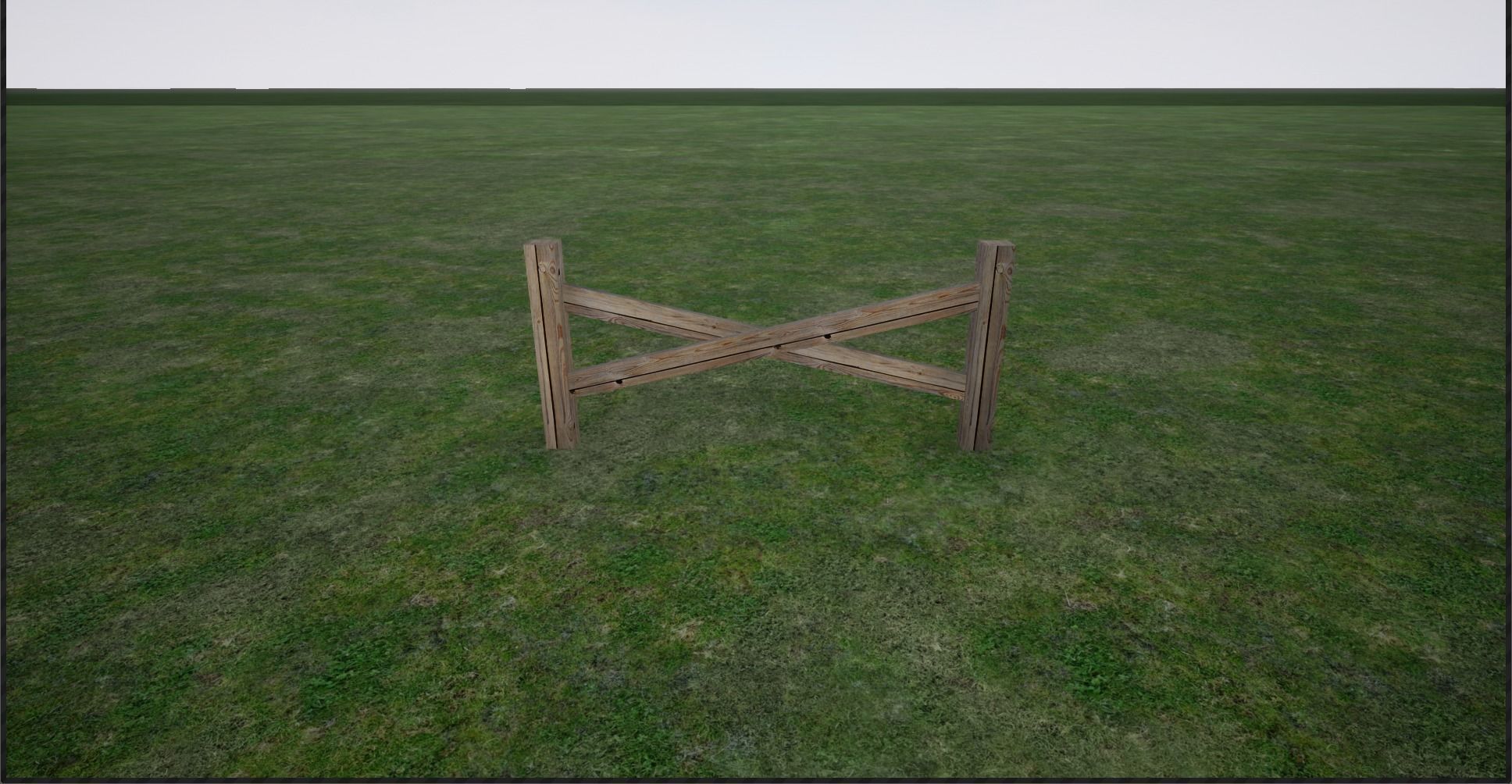 Modular wooden fence Low-poly 3D model_5