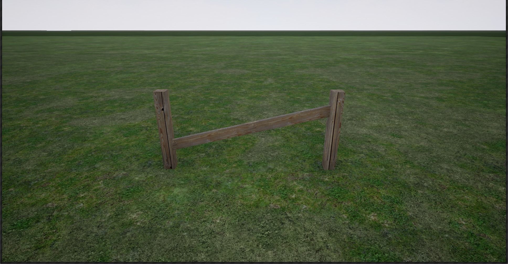 Modular wooden fence Low-poly 3D model_6