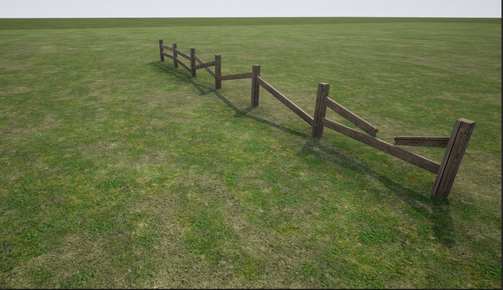 Modular wooden fence Low-poly 3D model_1