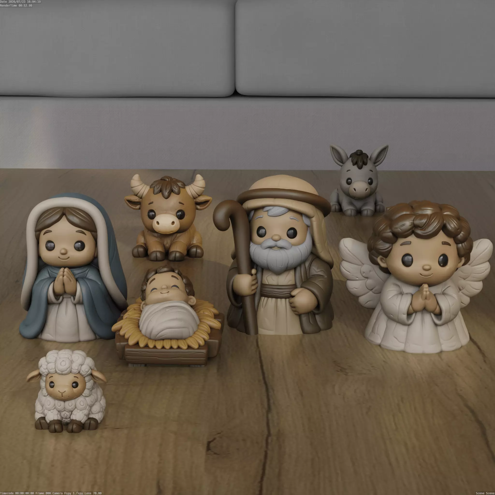 Cute Nativity Scene STL 3D Print Model 3D print model
