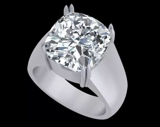 Cushion Square Diamond Solitaire Statement Ring Jewelry CAD Free 3D print model