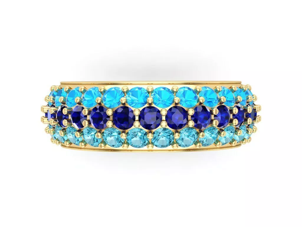 Three Row Gemstone Ring 3DM 3D print model