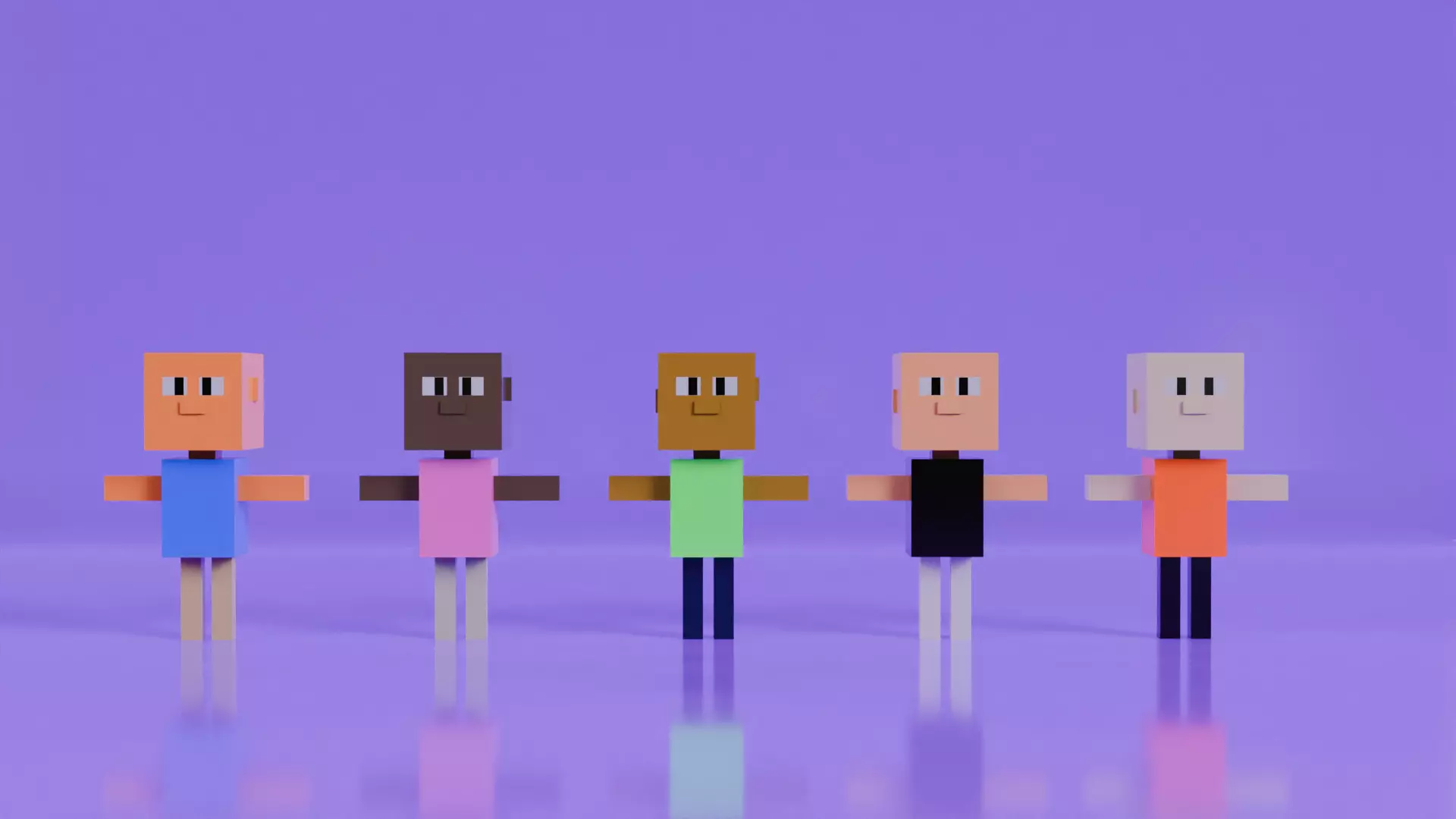 5 Block-out characters Low-poly 3D model