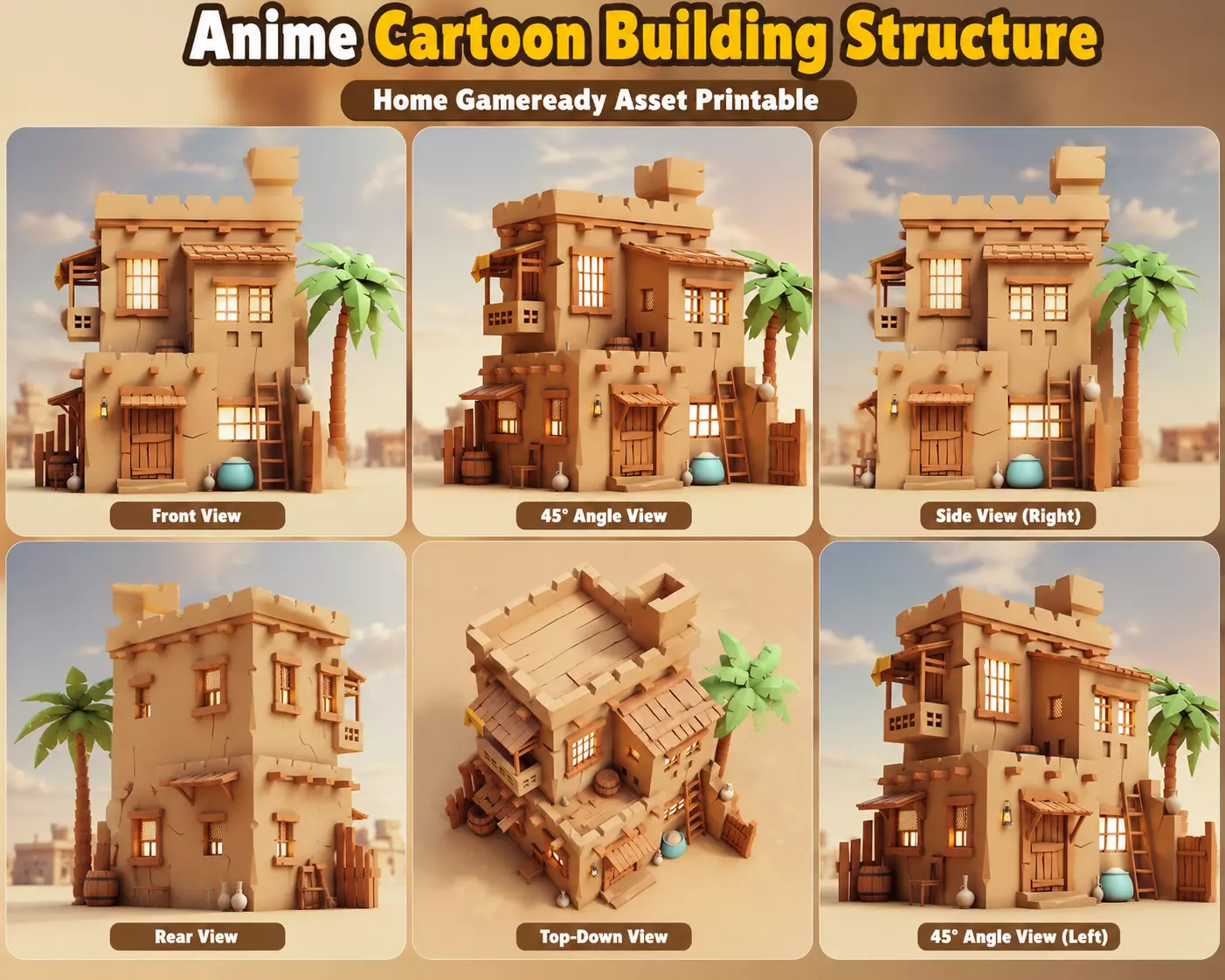 Anime Cartoon Building Structure Home Gameready Asset Printable 3D model