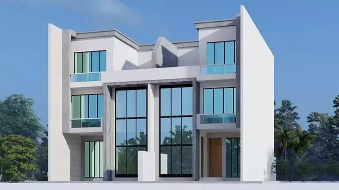 Luxury Twin Townhouse  Ground  First Floor Rooftop  3D Model Low-poly 3D model 7