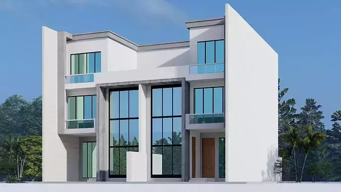 Luxury Twin Townhouse  Ground  First Floor Rooftop  3D Model Low-poly 3D model 5