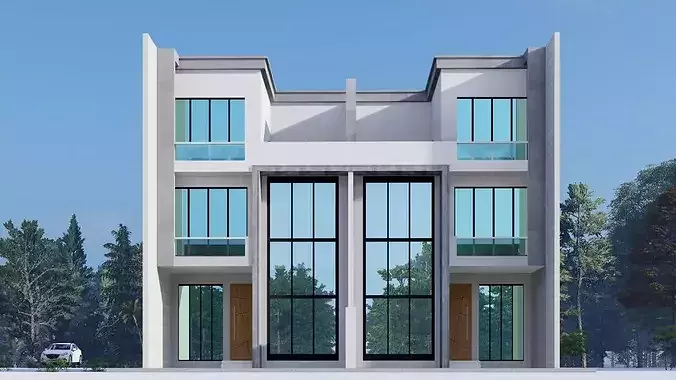 Luxury Twin Townhouse  Ground  First Floor Rooftop  3D Model Low-poly 3D model 6