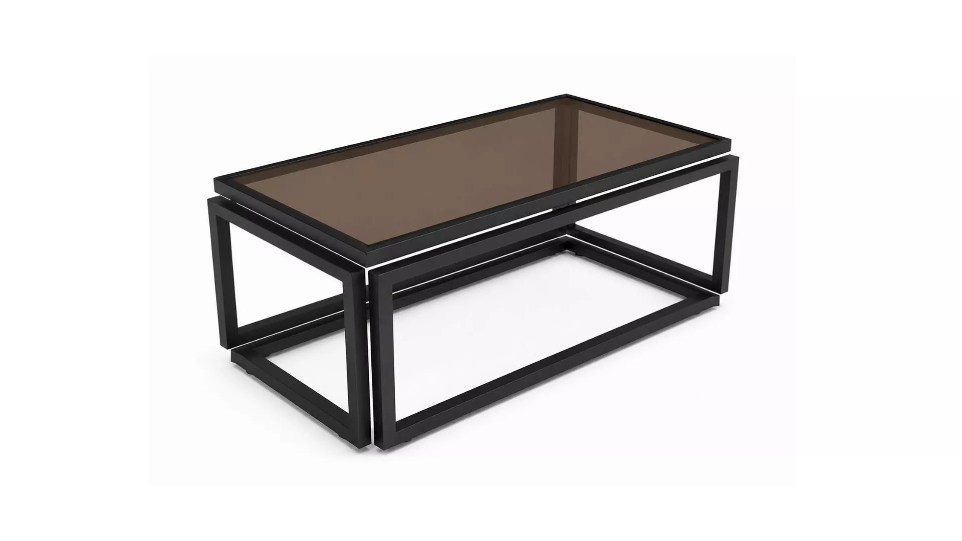 Modern Industrial Coffee Table with Smoked Brown Glass 3D model