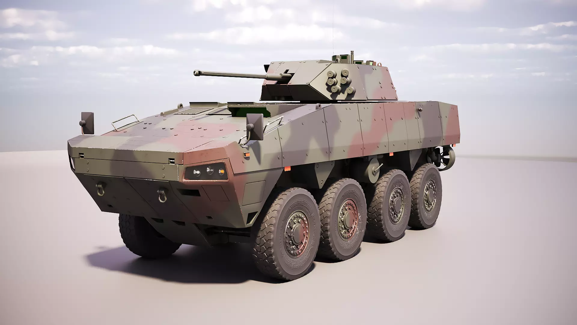 KTO Rosomak Patria AMV with HITFIST 30mm Turret Green Camo Low-poly 3D model