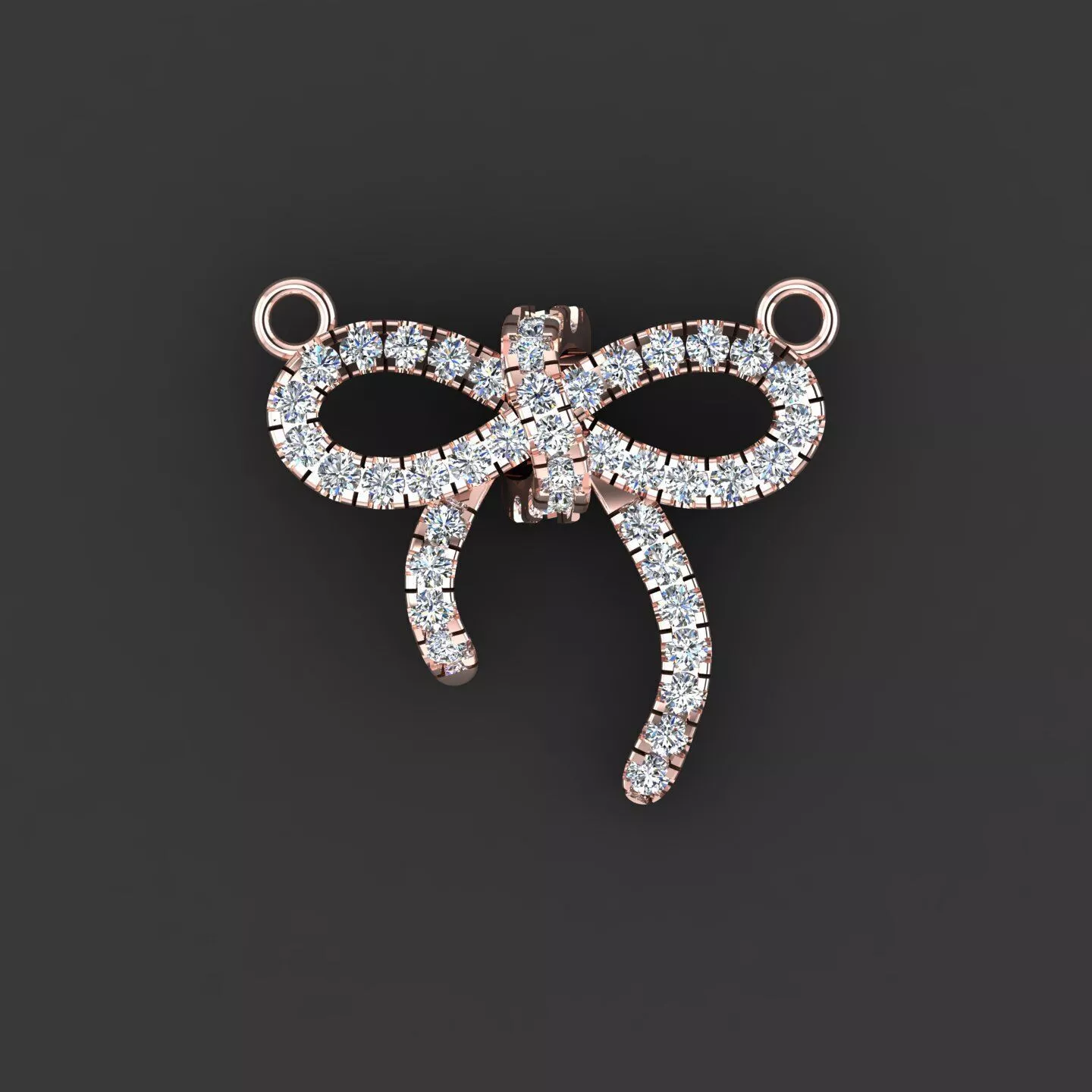 Bow Knot Pendant Diamond Ribbon Necklace Charm 3D print model