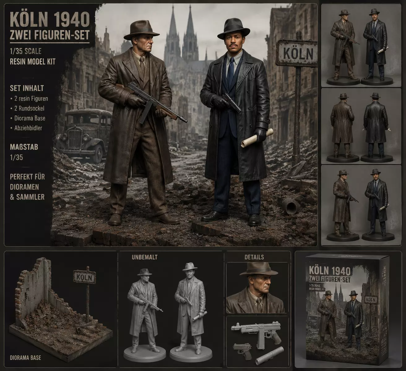 COLOGNE 1940 WWII Two Figure Resin Model Set 3D print model