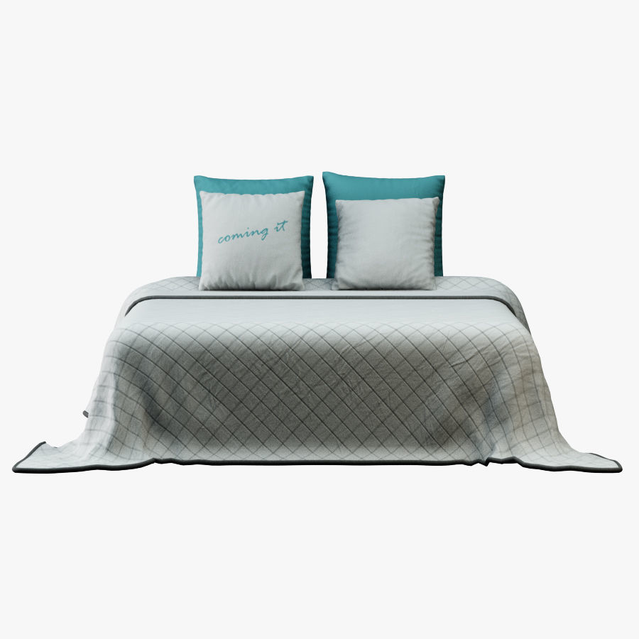 Bedclothes 1 bed with pillows 3D model_1