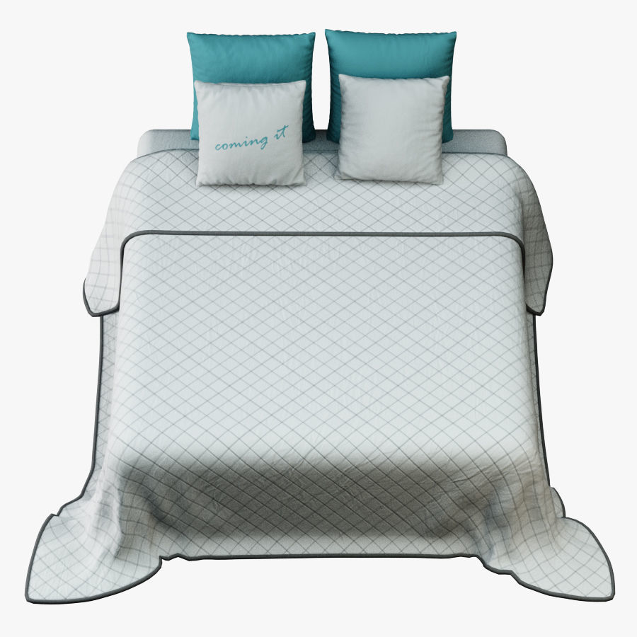 Bedclothes 1 bed with pillows 3D model_2