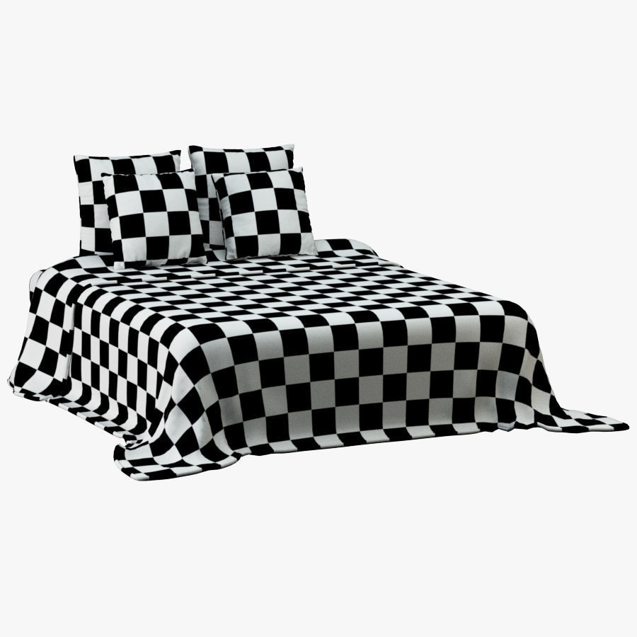 Bedclothes 1 bed with pillows 3D model_4