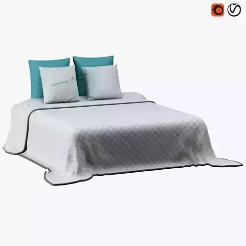 Bedclothes 1 bed with pillows 3D model